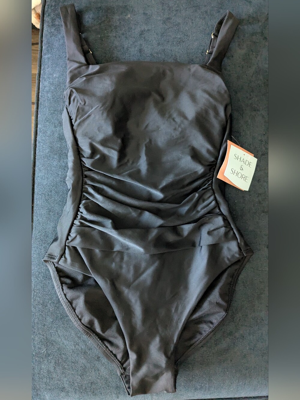 NWT! Shade & Shore Black One-Piece Swimsuit w/ Tummy Control Size S